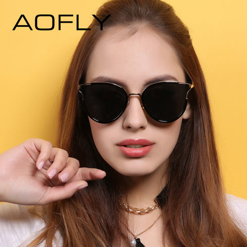 AOFLY Fashion Cat Eye Sunglasses Original Brand Sunglasses Women Shades Female Elegant Design Eyewears Coating Mirror AF79164