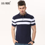 JACK CORDEE 2017 Summer Turn-Down Collar Stripe Stylish T Shirt Men Cotton Casual Short Sleeve T Shirts Plus Size Tops Tees