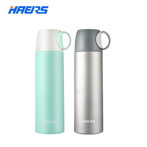 Haers Vacuum Insulated Water Bottle Stainless Steel Thermos Flask Bottle Beverage Vacuum Flasks Thermoses With  Cup 500ml